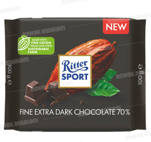 CHOCOLAT NOIR 70% EXTRA FIN 100G RITTER SPORT