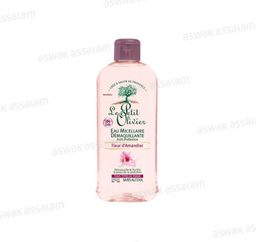 EAU MICELLAIRE DEMAQUILLANTE ANTI-POLLUTION FLEUR D’AMANDIER 400ML LE PETIT OLIVIER