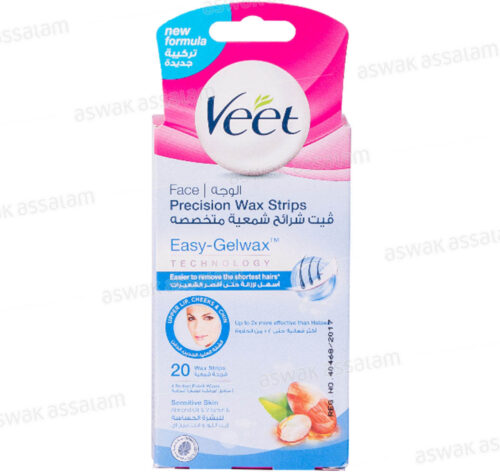 MINI BANDE DE CIRE POUR VISAGE PEAU SENSIBLE 20 UNITES VEET