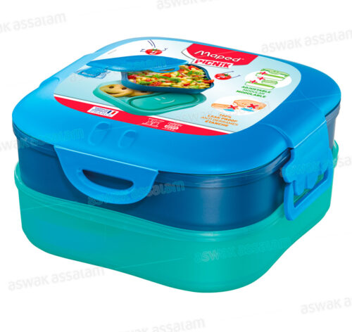 LUNCH BOX 3 EN 1 BLEU MAPED