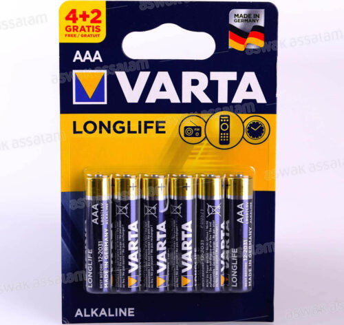 6 PILES ALCALINES SUPERLIFE TYPE AAA VARTA (4+2 GRATUITES)
