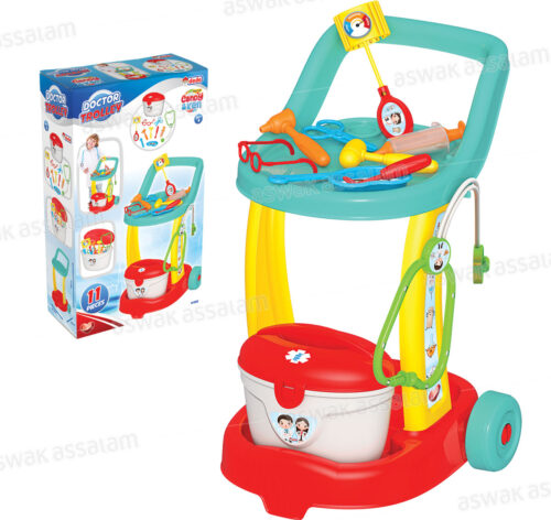 CHARIOT DE DOCTEUR AVEC ACCESSOIRES 11 PIECES POUR ENFANT