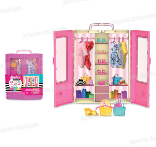 ARMOIRE DRESSING POUR POUPEE AVEC VETEMENTS & ACCESSOIRES