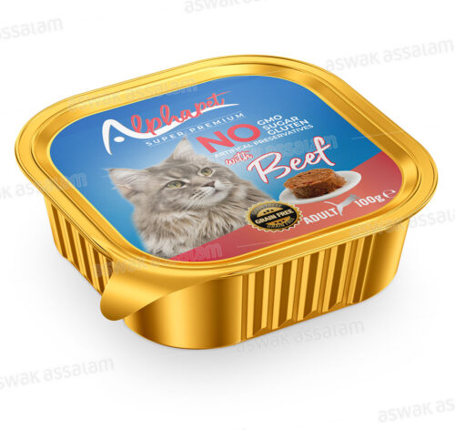 BARQUETTE PATE BOEUF POUR CHAT ADULTE 100G ALPHAPET