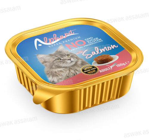 BARQUETTE PATE SAUMON POUR CHAT ADULTE 100G ALPHAPET
