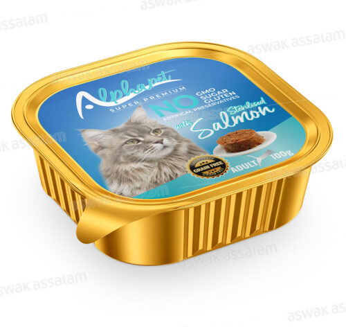 BARQUETTE PATE SAUMON POUR CHAT STERILISE 100G ALPHAPET