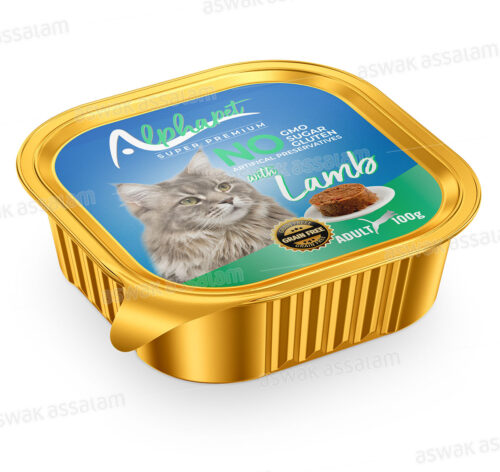 BARQUETTE PATE AGNEAU POUR CHAT ADULTE 100G ALPHAPET