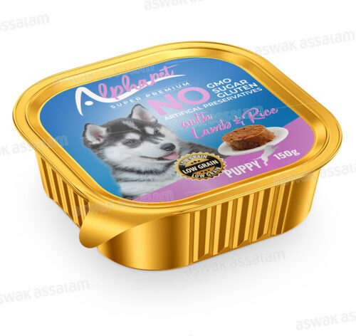 BARQUETTE PATE AGNEAU ET RIZ POUR CHIOT 150G ALPHAPET