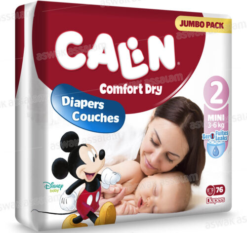 COUCHES BEBE MINI 3-6 KG 76 UNITES JUMBO PACK CALIN