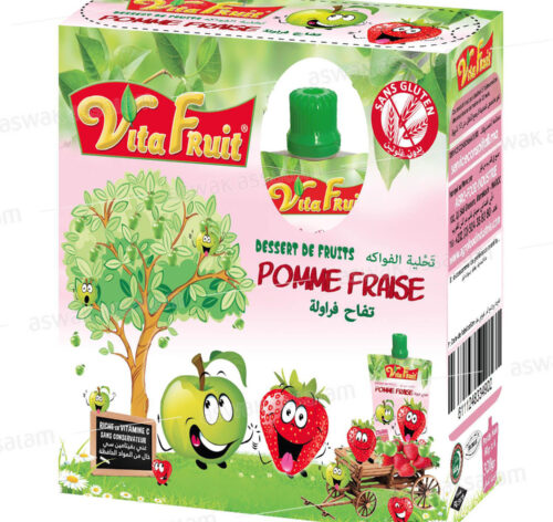 DESSERT DE FRUITS POMME FRAISE PACK DE 4 GOURDES*80G VITAFRUIT