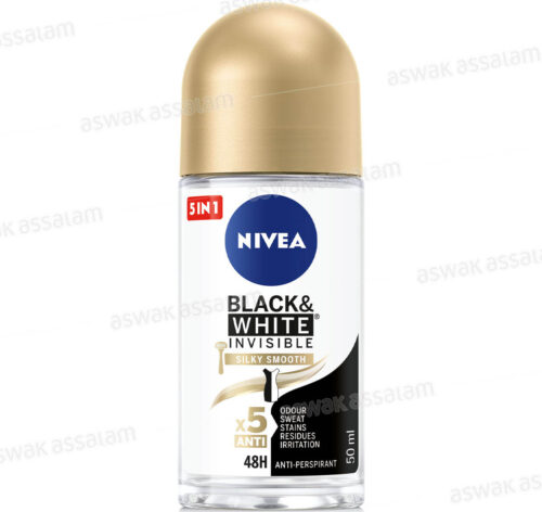 DEODORANT BILLE POUR FEMME 5 EN 1 BLACK AND WHITE INVISIBLE SILKY SMOOTH 50ML NIVEA