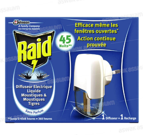 DIFFUSEUR ELECTRIQUE LIQUIDE SANS PARFUM + RECHARGE 45 NUITS RAID