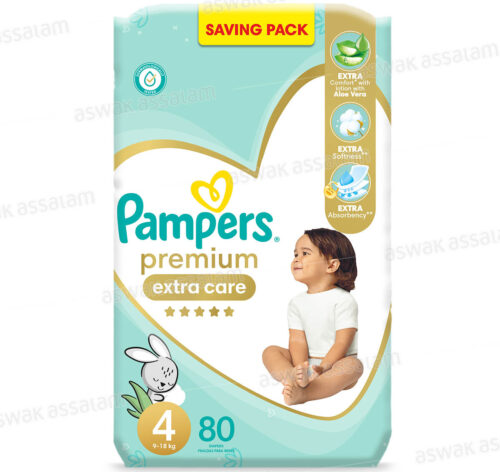 COUCHES BEBE PREMIUM EXTRA CARE TAILLE 4 80 UNITES SAVING PACK PAMPERS