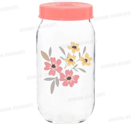 BOCAL DE CONSERVATION EN VERRE DECORE 1L SPRING FLOWER
