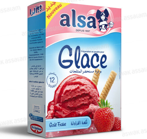 PREPARATION EN POUDRE POUR GLACE SAVEUR FRAISE 100G ALSA