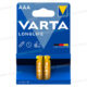 2 PILES ALCALINES LONGLIFE TYPE AAA VARTA