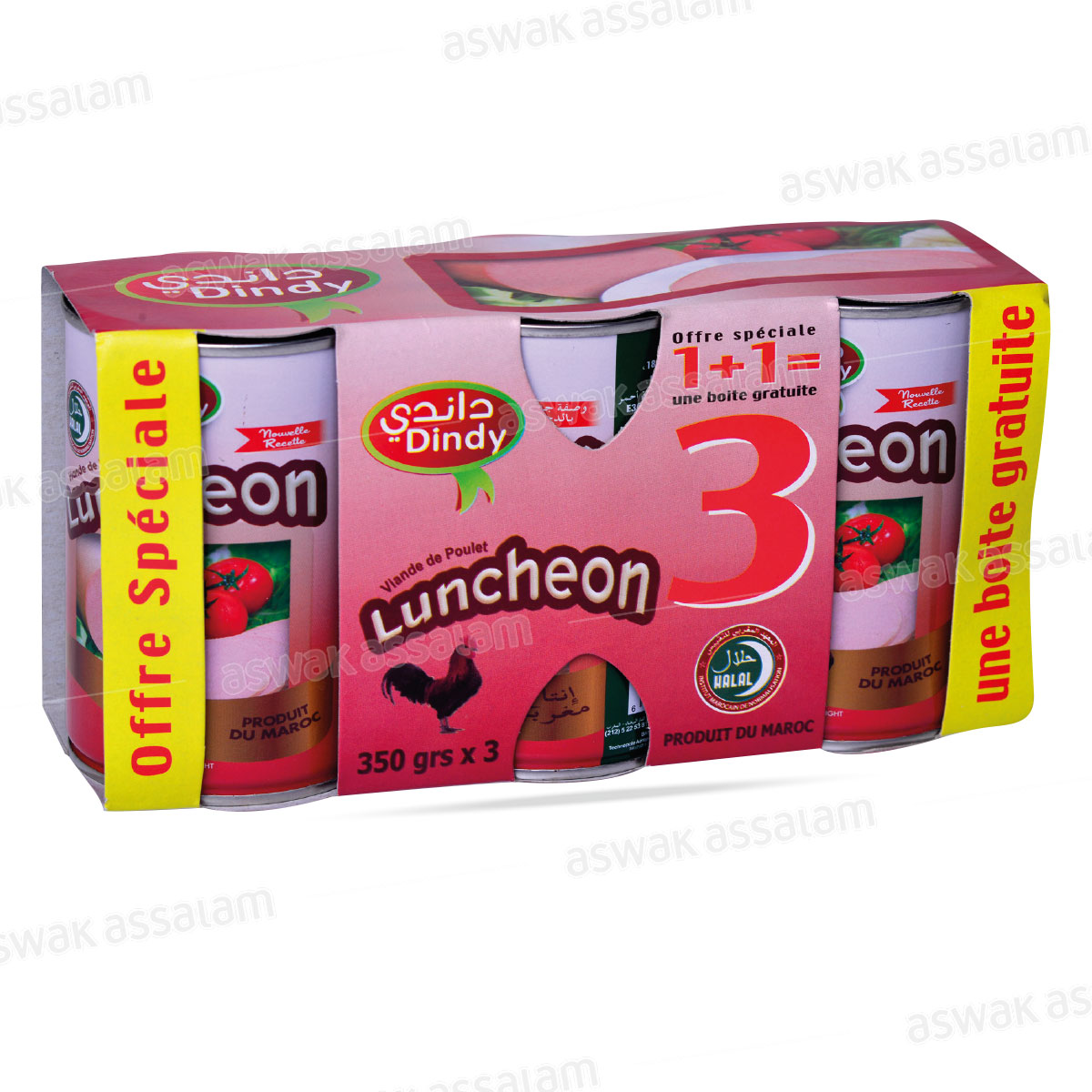 LOT DE 3 LUNCHEONS DE POULET 350G DINDY (2 ACHETES = 1 GRATUIT)