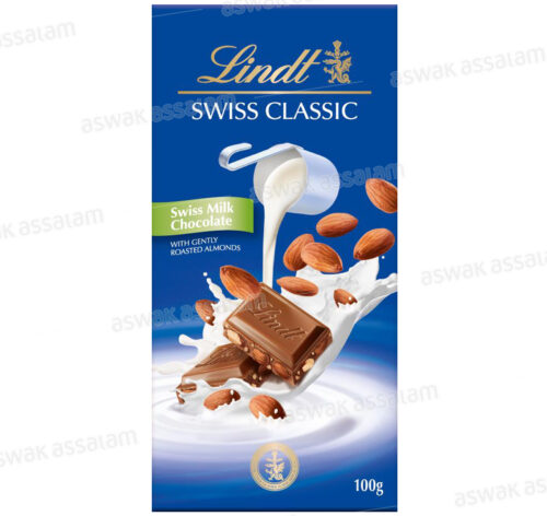 CHOCOLAT SWISS CLASSIC LAIT AMANDES 100G LINDT