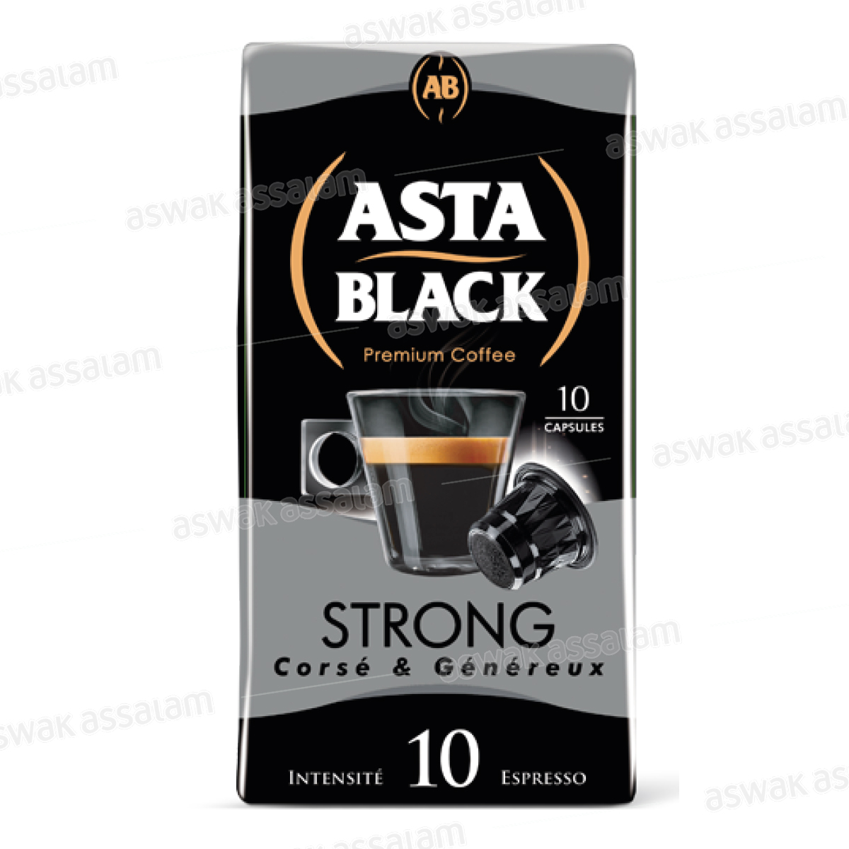 CAFE STRONG BOITE 10 CAPSULES COMPATIBLES ASTA BLACK