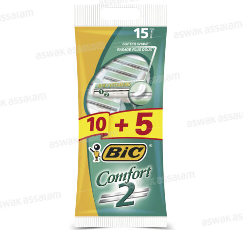 15 RASOIRS COMFORT 2 BIC (10 ACHETES = 5 GRATUITS)