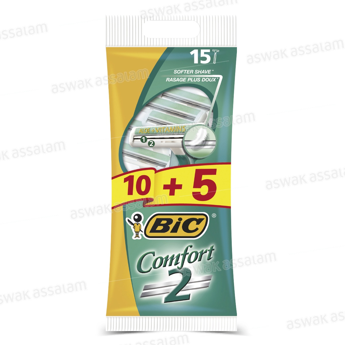 15 RASOIRS COMFORT 2 BIC (10 ACHETES = 5 GRATUITS)