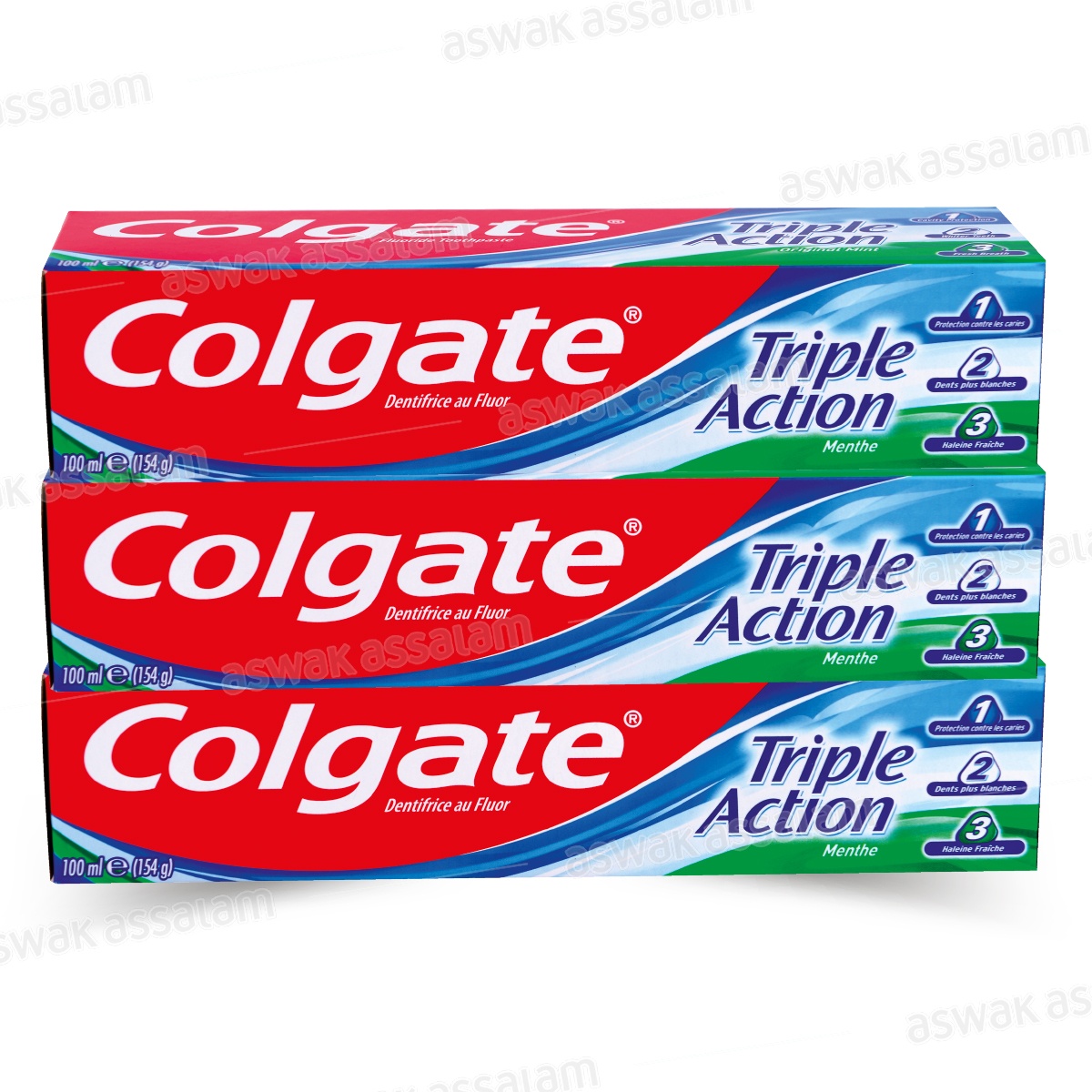 LOT DE 3 DENTIFRICES 100ML TRIPLE ACTION COLGATE