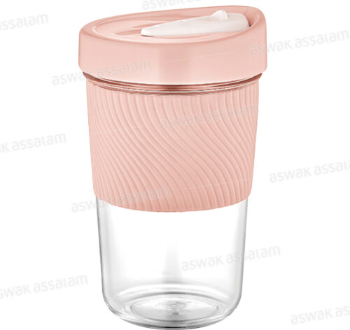 GOBELET AVEC COUVERCLE EN SILICONE ROSE 600ML RIO