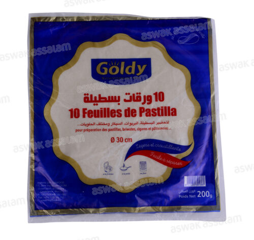 FEUILLES DE PASTILLA 30CM 10 UNITES 200G GOLDY