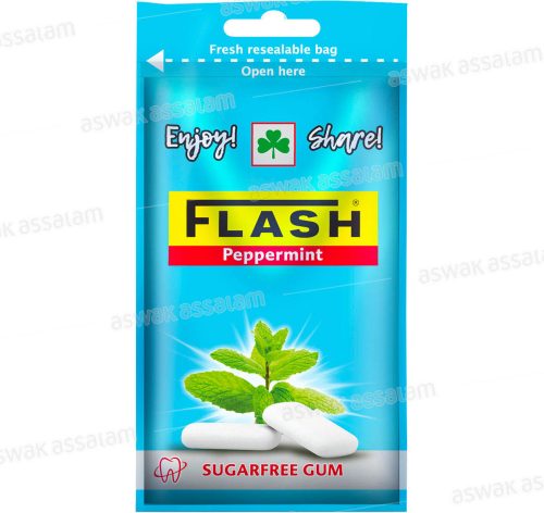 CHEWING-GUM PEPPERMINT SANS SUCRE DRAGEES SACHET 35G FLASH              
