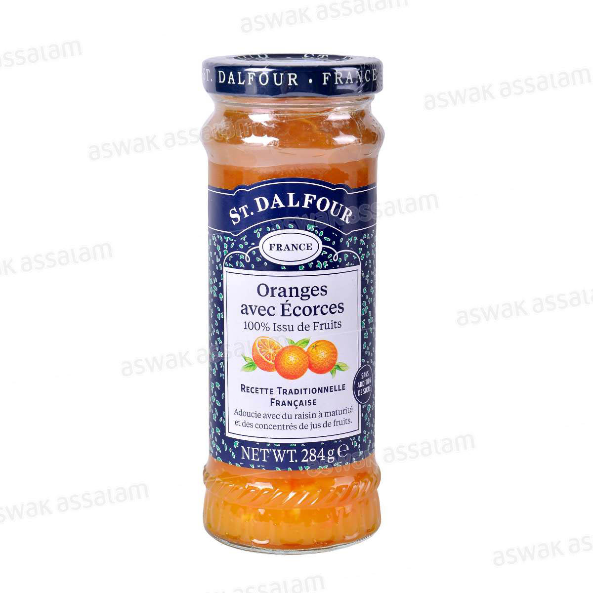 CONFITURE D'ORANGES AVEC ECORCES SANS SUCRES 284G ST DALFOUR