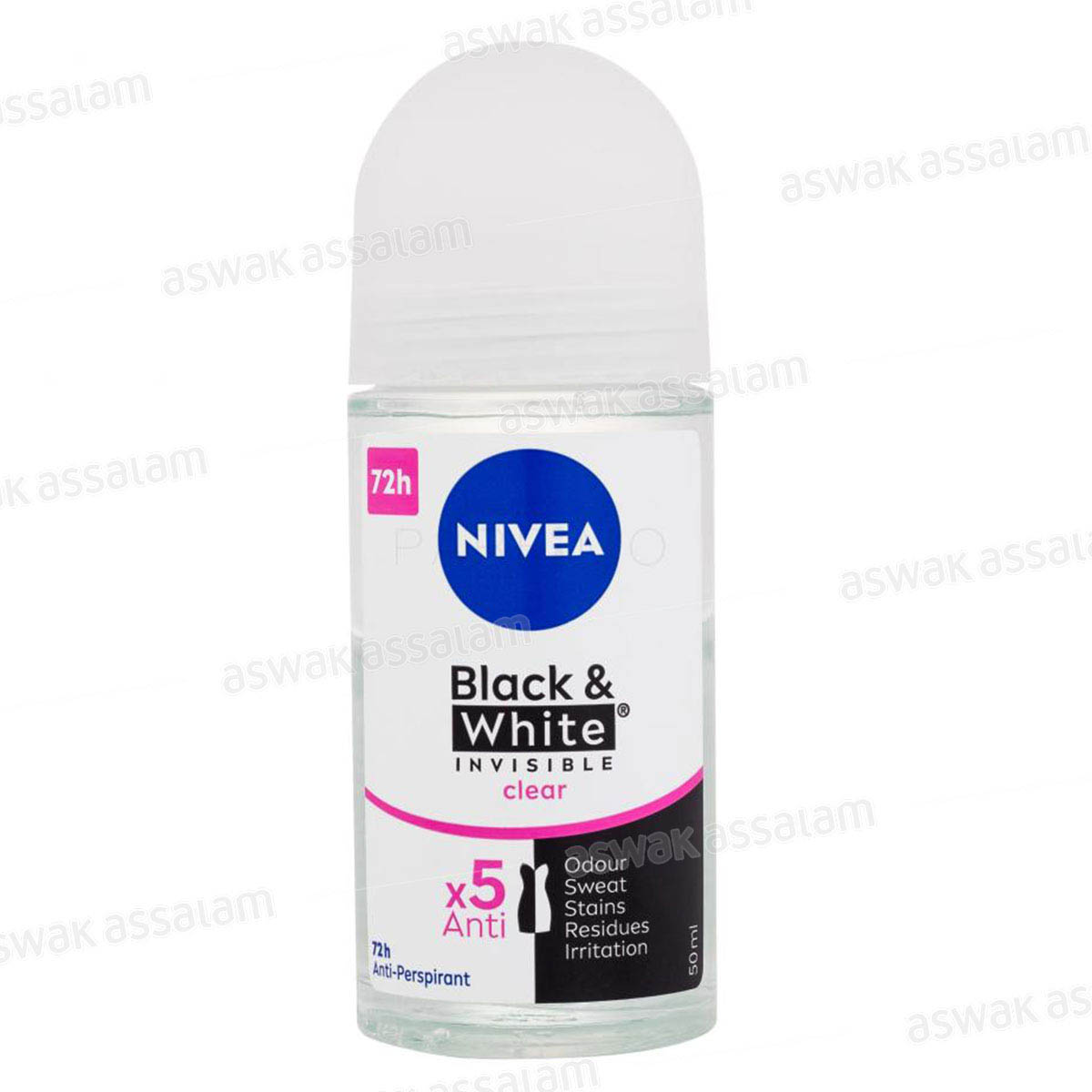 DEODORANT BILLE POUR FEMME BLACK AND WHITE INVISIBLE CLEAR 50ML NIVEA