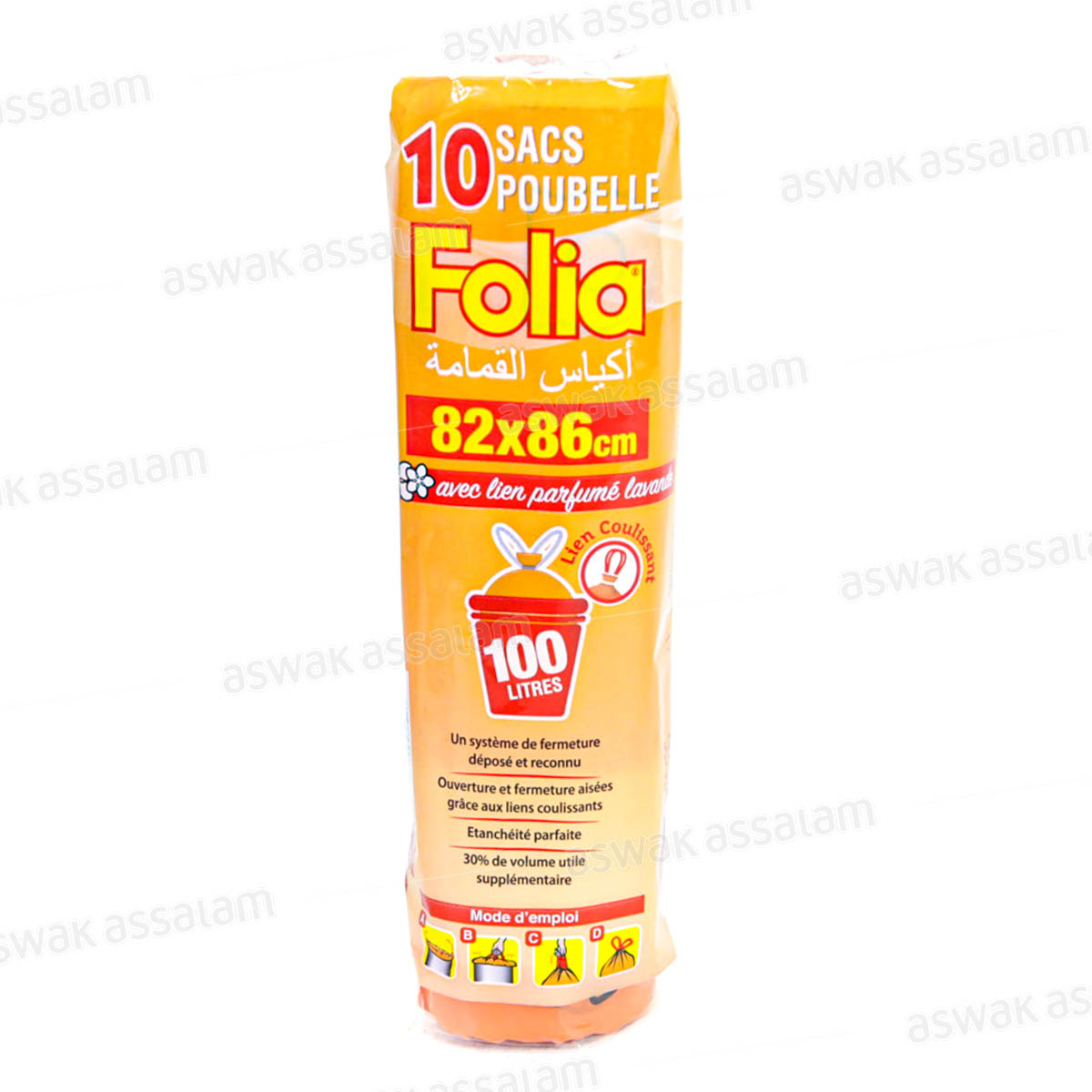 10 SACS POUBELLES DRAWSTRING 100L FOLIA