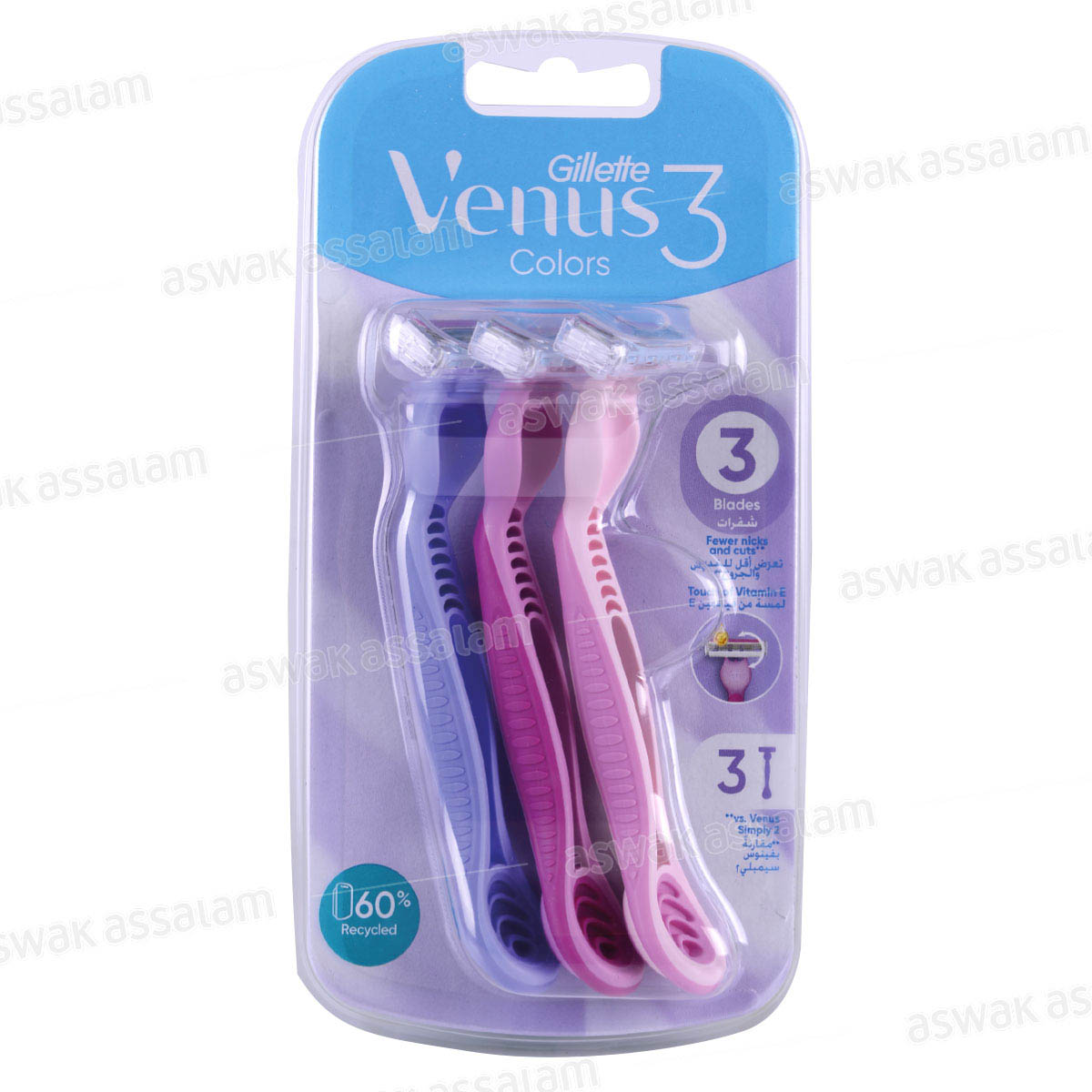 RASOIR VENUS COLORS SIMPLY 3 LAMES 3 UNITES GILLETTE