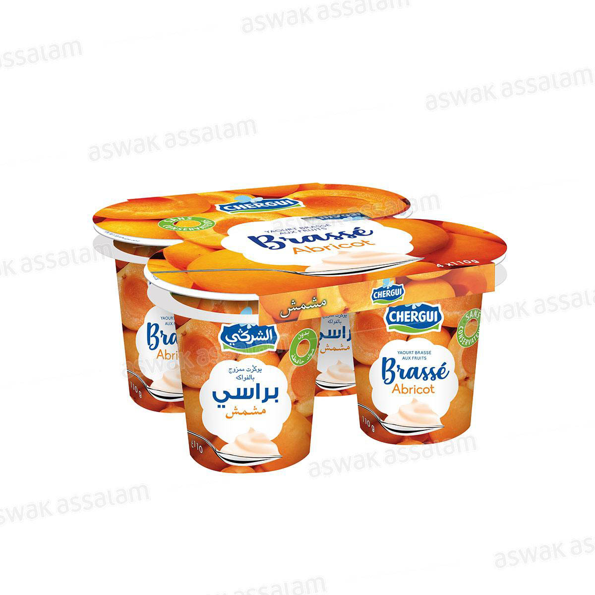 YAOURT BRASSE ABRICOT 4*110G PACK CHERGUI