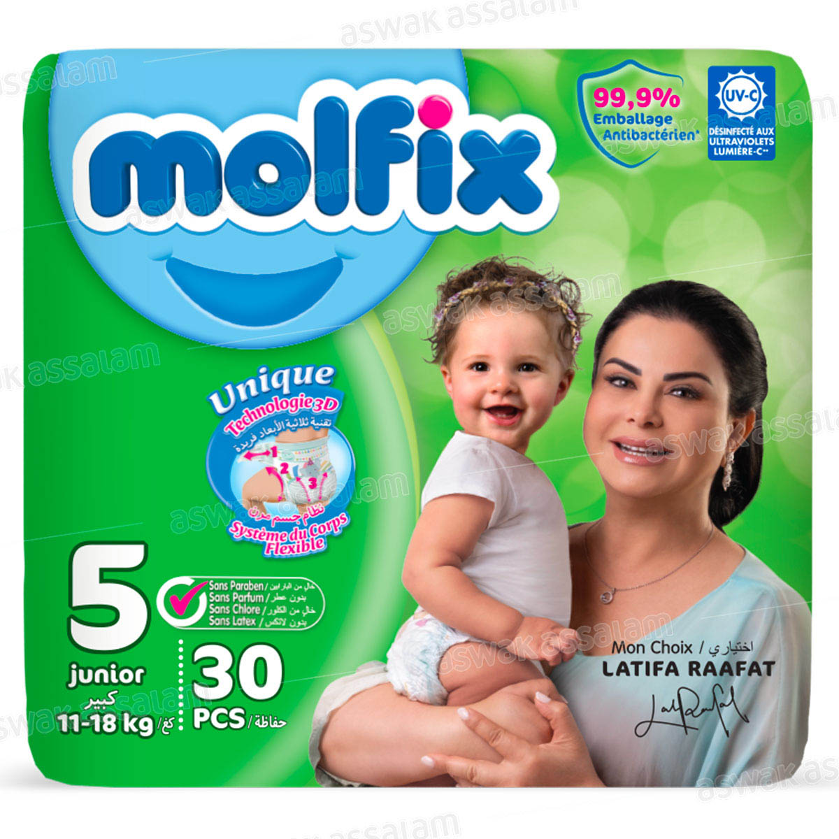 COUCHES BEBE JUNIOR 11-18KG 30 UNITES VALUE PACK MOLFIX