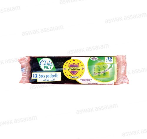 SAC POUBELLE PARFUME AVEC REPULSIF D’INSECTES 35L 12 UNITES CHIKI NET