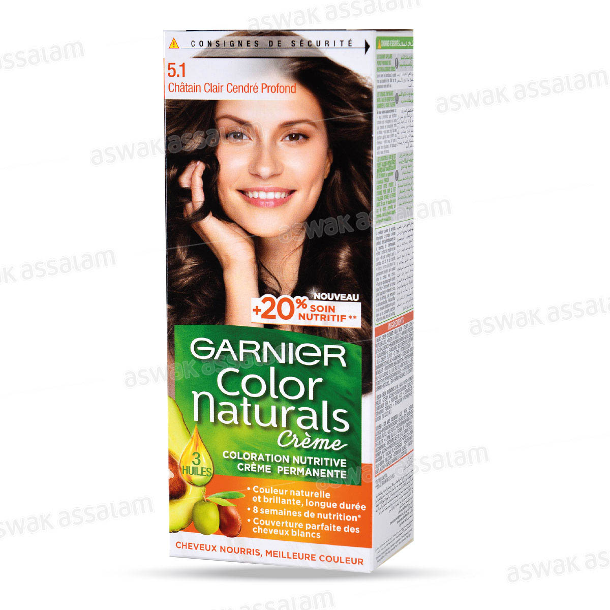 COLORATION CHEVEUX 5.1 CHATAIN CLAIR CENDRE PROFOND GARNIER