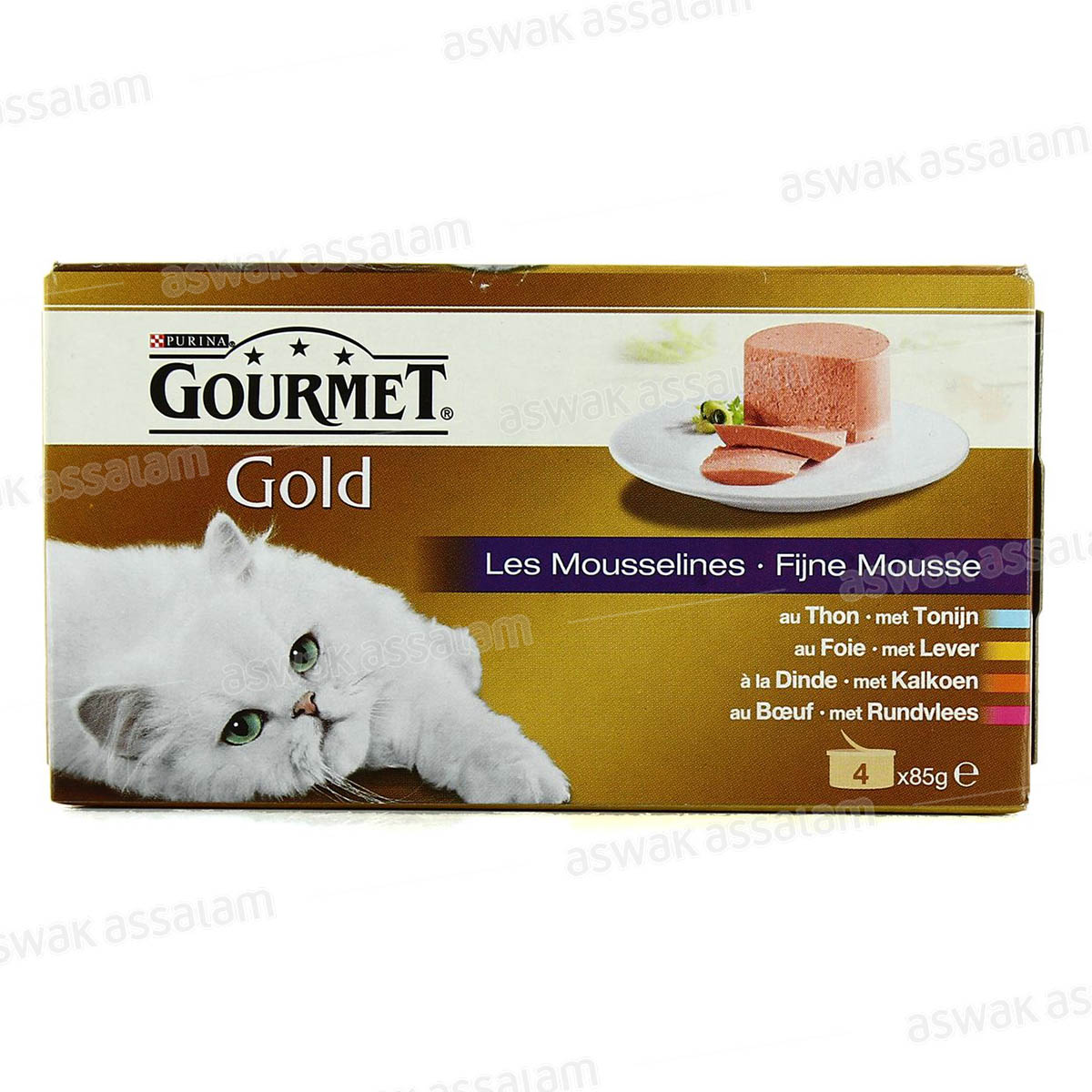 SELECTION MIXTE DE MOUSSELINES POUR CHAT GOURMET GOLD 4*85G PURINA