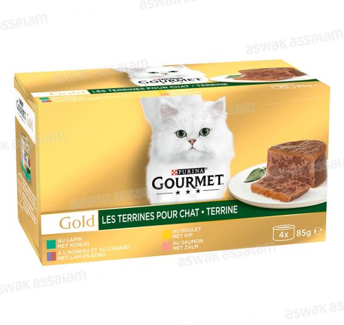 SELECTION MIXTE DE TERRINES POUR CHAT GOURMET GOLD 4*85G PURINA