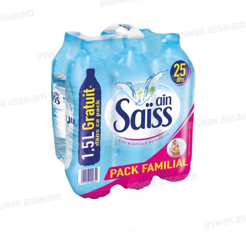 EAU MINERALE PACK DE 6 BOUTEILLES 1,5L AIN SAISS (5 ACHETES = 1 GRATUIT)