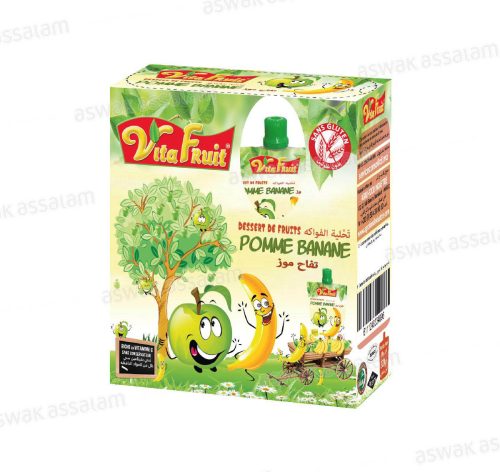DESSERT DE FRUITS POMME BANANE PACK DE 4 GOURDES*80G VITAFRUIT