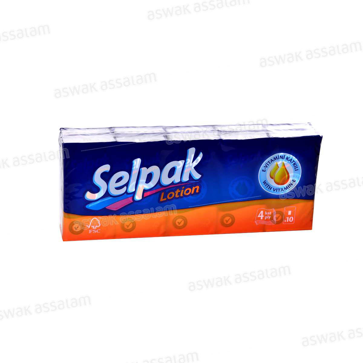 MOUCHOIR DE POCHE LOTION 4 PLIS 10 UNITES SELPAK