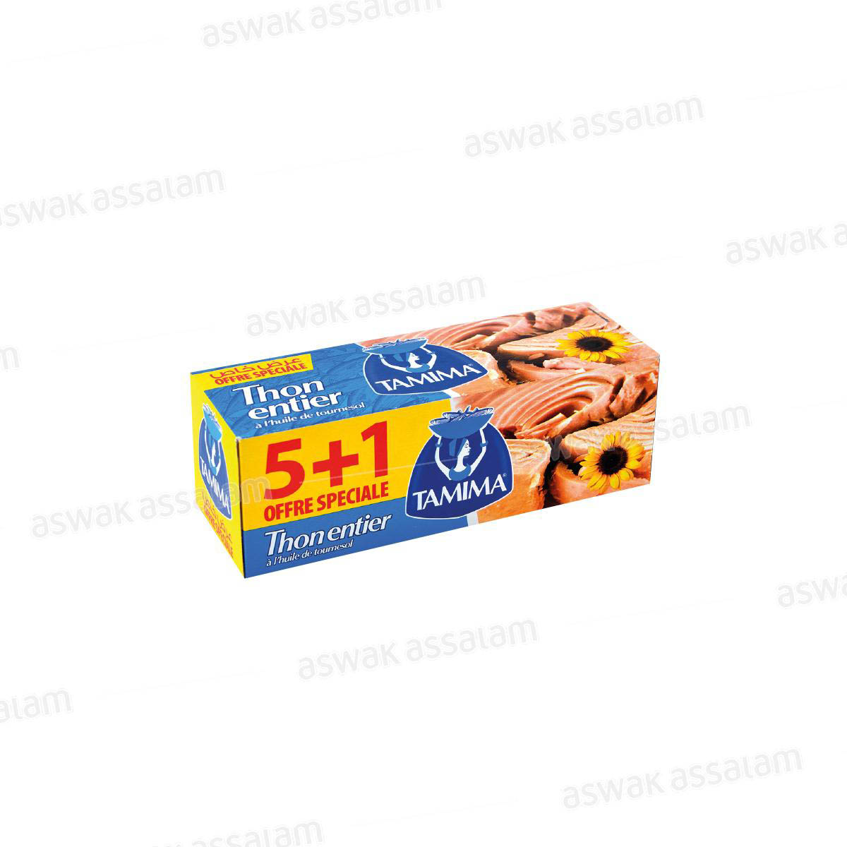 LOT DE 6 BOITES DE THON A LHUILE DE TOURNESOL 80G TAMIMA (5 ACHETES = 1 GRATUIT)