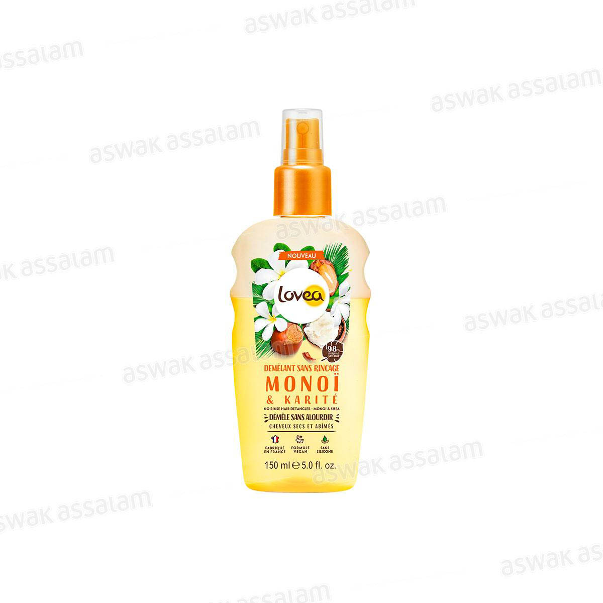 DEMELANT SANS RINCAGE MONOI & KARITE POUR CHEVEUX SECS ET ABIMES 150ML LOVEA