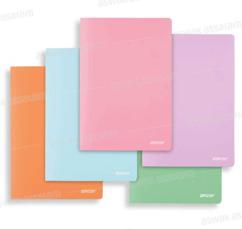 CAHIER PIQUE 17*22CM 96 PAGES 90G COUVERTURE POLYPROPYLENE COULEUR PASTEL ANCOR