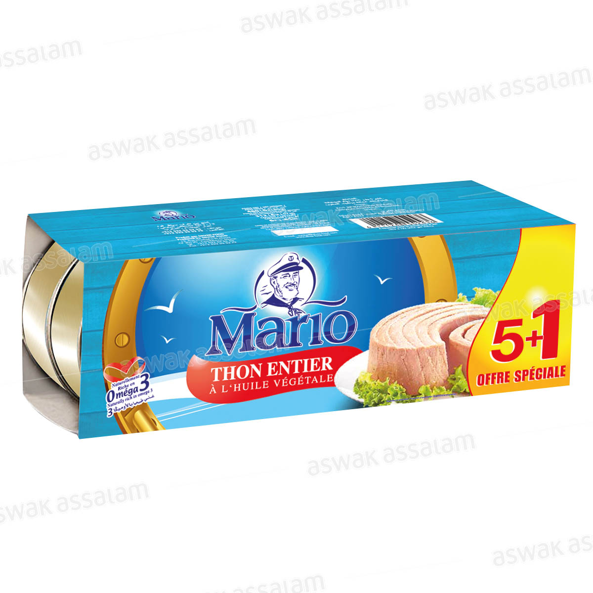 LOT DE 6 BOITES DE THON A L'HUILE VEGETALE 80G MARIO (5 ACHETES = 1 GRATUIT)
