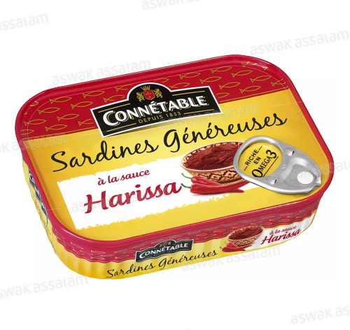 SARDINES GENEREUSES A LA SAUCE HARISSA 140G CONNETABLE