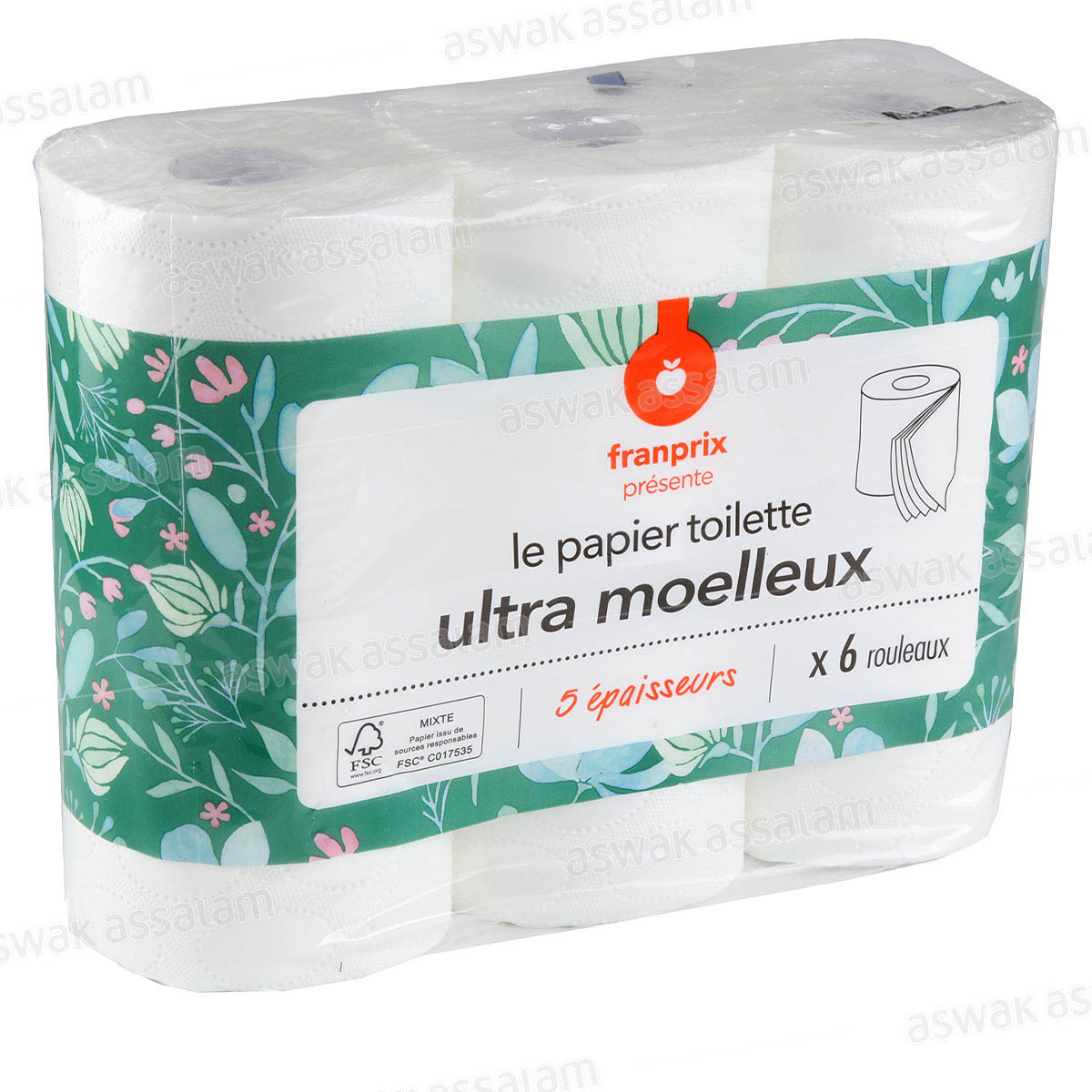 PAPIER HYGIENIQUE 5 PLIS 6 ROULEAUX FRANPRIX