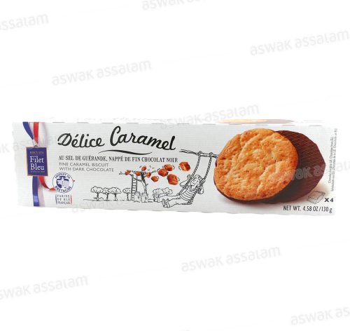 DELICE CARAMEL NAPPE DE CHOCOLAT NOIR 130G FILET BLEU
