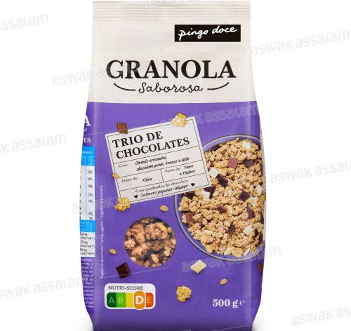 GRANOLA AUX 3 CHOCOLATS 500G PINGO DOCE